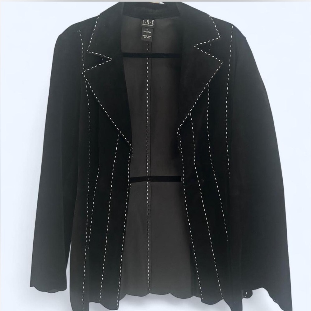 INC black suede jacket, 100% leather